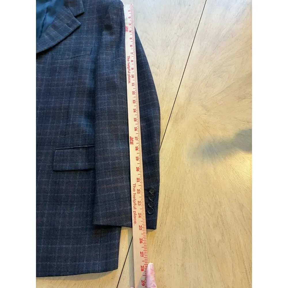 CANALI Gray Plaid Box Check 100% Wool Blazer Sport Coat Jacket US 38R S MINT